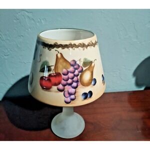 VTG Home‎ Interiors Ceramic Tuscan Lamp Shade Jar Tan And Candle Stand